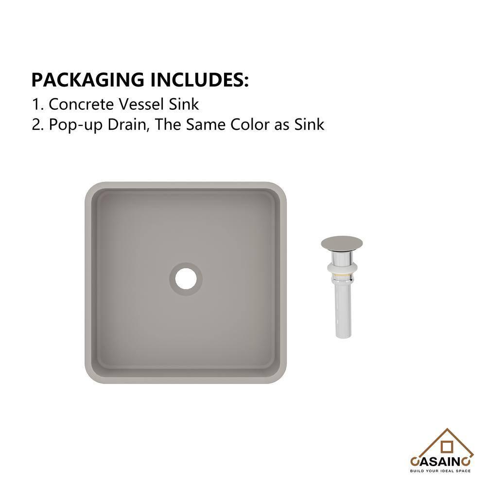 CASAINC CASAINC Maple 15.35'' Concrete Square Bathroom Sink CA-VS1020-TC