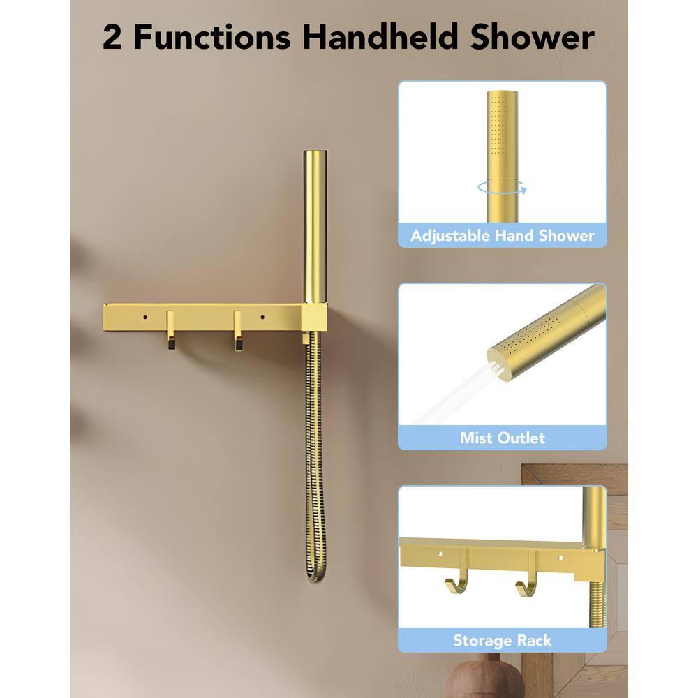 Thermostatic Shower System 12" Rain Shower Head withHandheld Spray,Shower Faucet Set with Valve Trim Kit