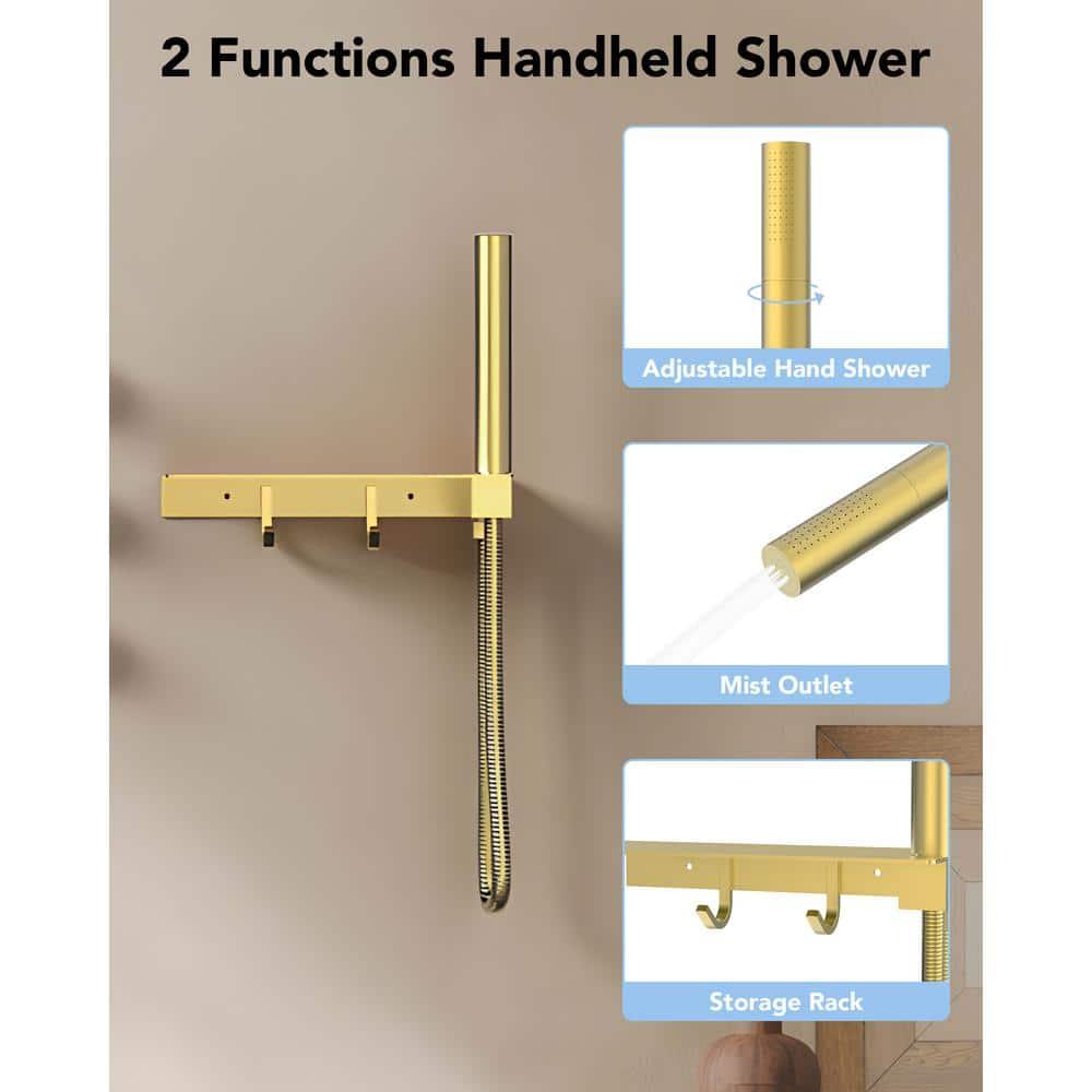 Thermostatic Shower System 12" Rain Shower Head withHandheld Spray,Shower Faucet Set with Valve Trim Kit