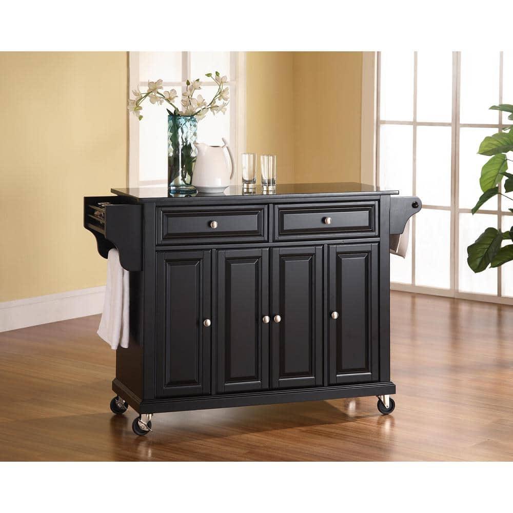 Crosley Furniture  Solid Granite Top Kitchen Cart-Island - Black