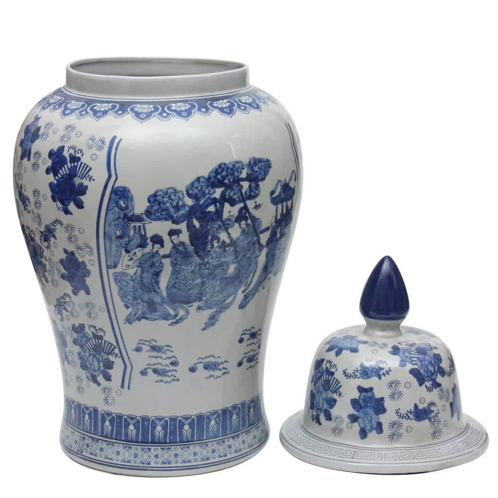 32" Porcelain Temple Jar