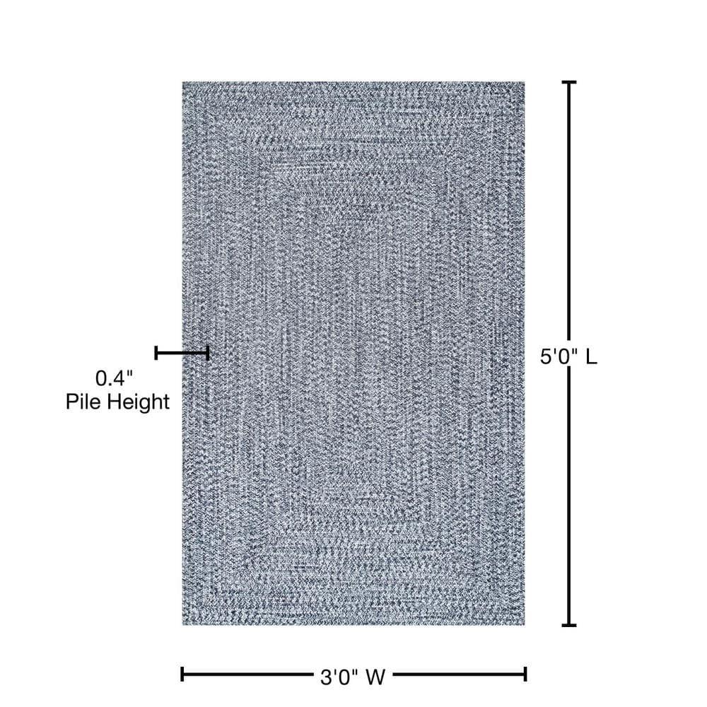 nuLOOM Wynn Braided Indoor/Outdoor Navy 3' x 5' Casual Area Rug