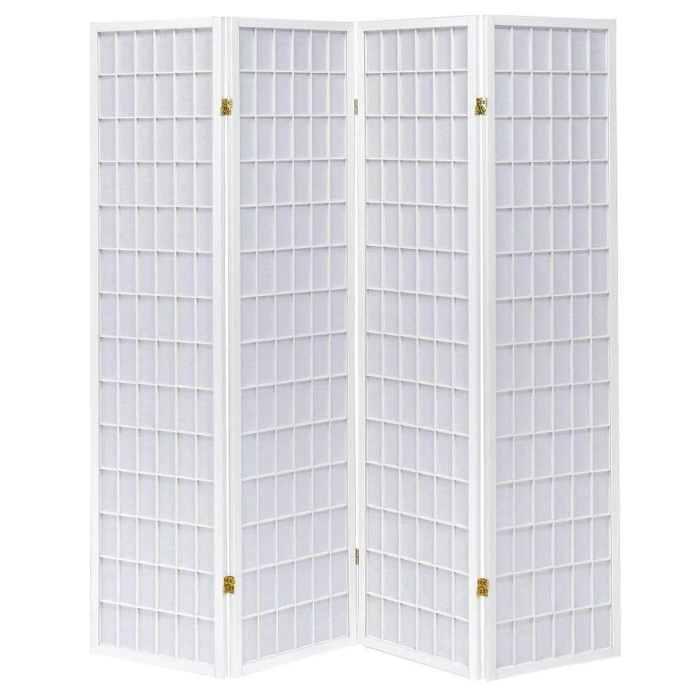 Contemporary White Pine Four Panel Folding Screen