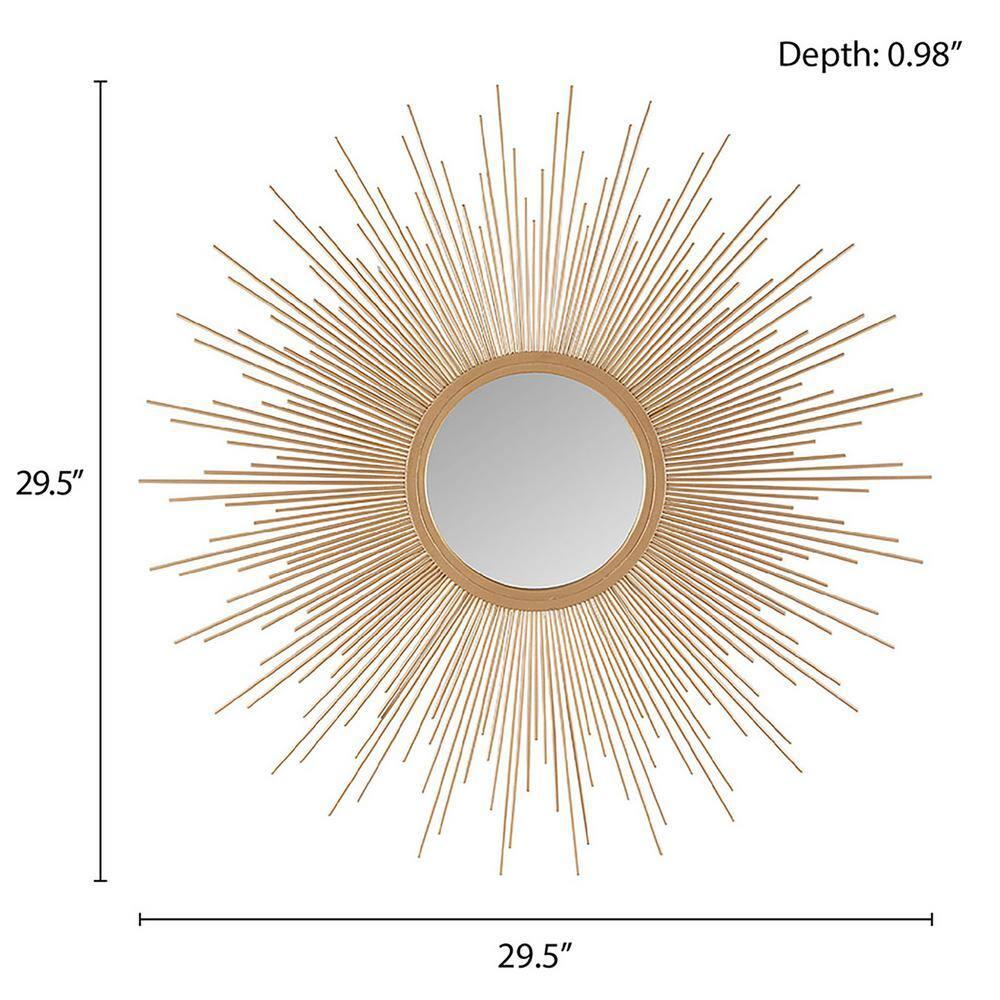 29.5" Round Dia Fiore Sunburst Decorative Wall Mirror Gold - Madison Park