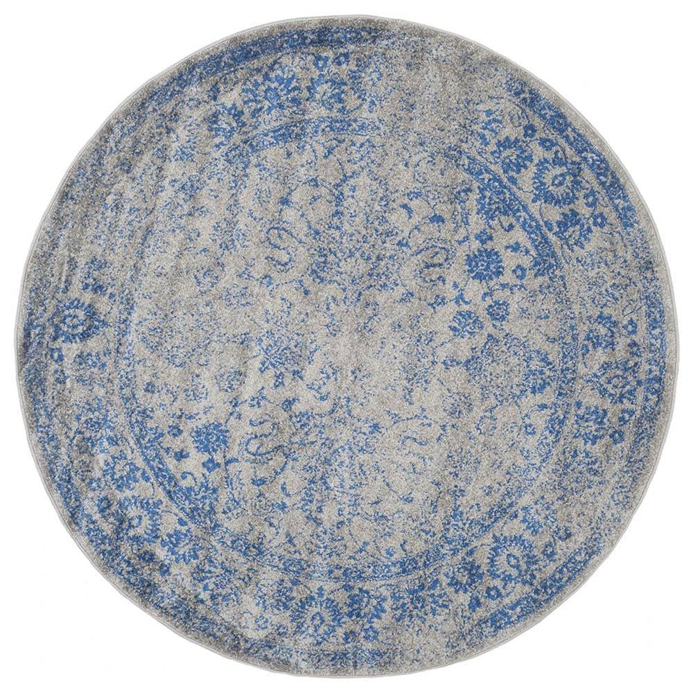 Adirondack ADR109 Machine Made Indoor Area Rug - Grey/Blue - 6' Round - Safavieh