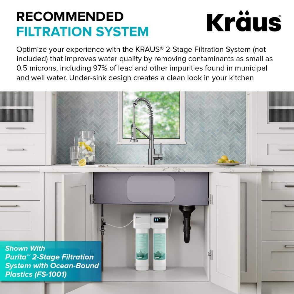 KRAUS Bolden 2-in-1 Commercial Style Pull Down Single Handle Water Filter Kitchen Faucet for Reverse Osmosis or Water Filtration System in Matte Black