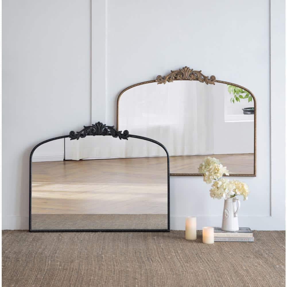 A&B Home Arched Vertical Mirror-Wall Mirror with Black Metal Frame,40"x31" Large Arch Mirror for Bathroom Bedroom Living Room