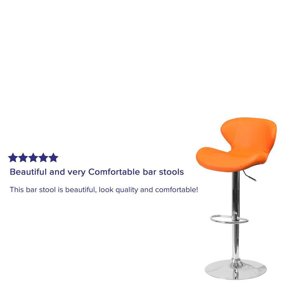 Flash Furniture Contemporary Orange Vinyl Adjustable Height Barstool with Curved Back and Chrome Base