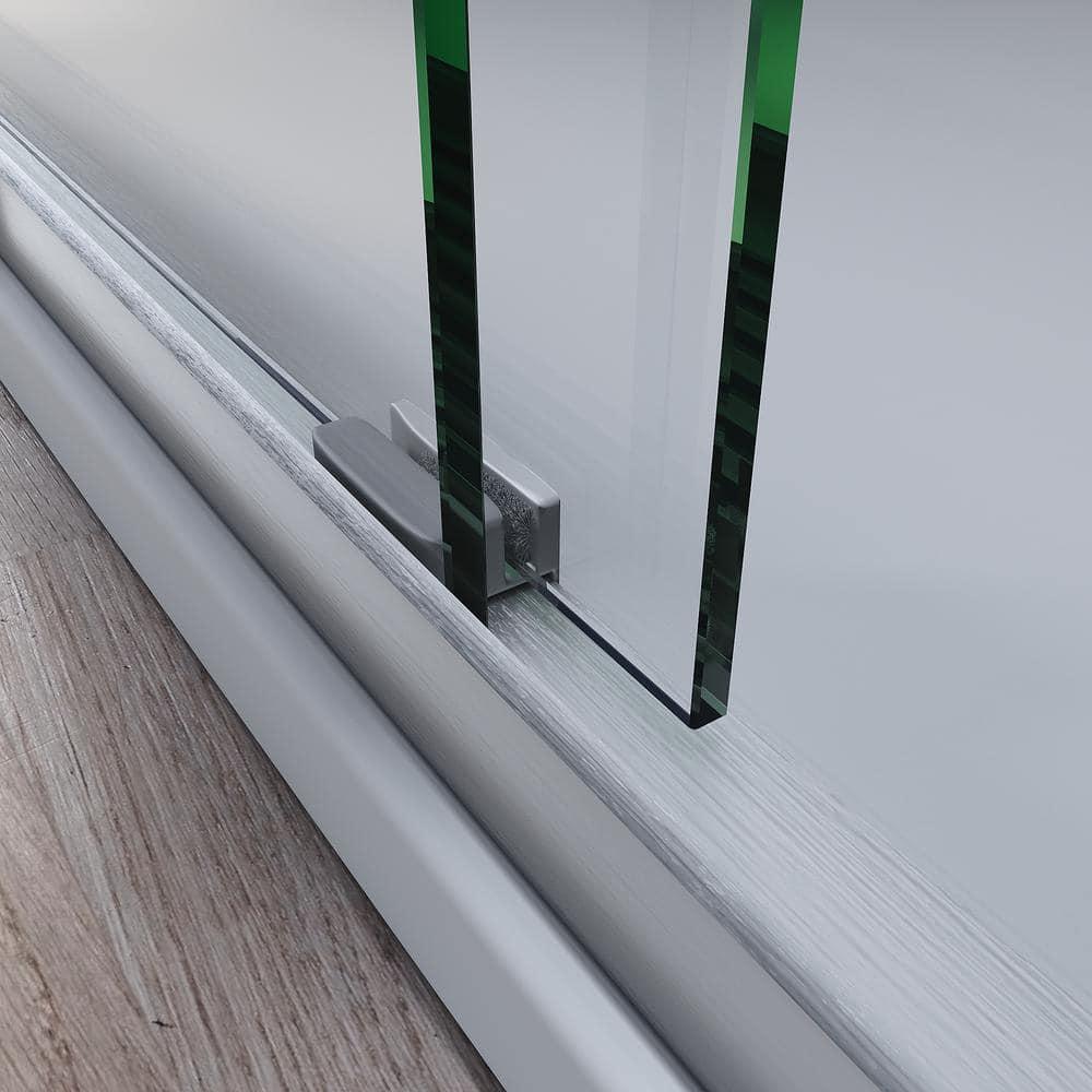 VODYXSEP Sliding Shower Glass Door 56-60 In. W X 72 In. H, Adjustable Semi Frameless Shower Door, Certified Thick Clear Clear Tempered Glass, 304 Stainless Steel Handles Y4VO-W2269P144322