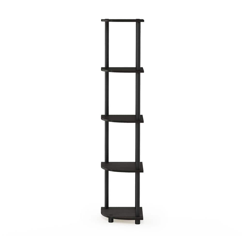 Furinno Turn-N-Tube 5 Tier Corner Display Rack Multipurpose Shelving Unit, Espresso & Black - 57.7 x 11.6 x 11.6 in.