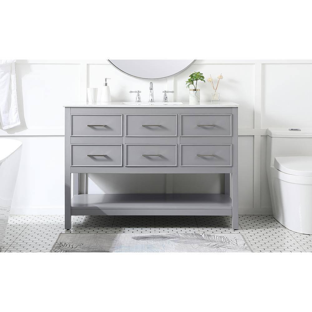 Elegant Decor Sinclaire 48" Aluminum Alloy & MDF Single Bathroom Vanity in Gray
