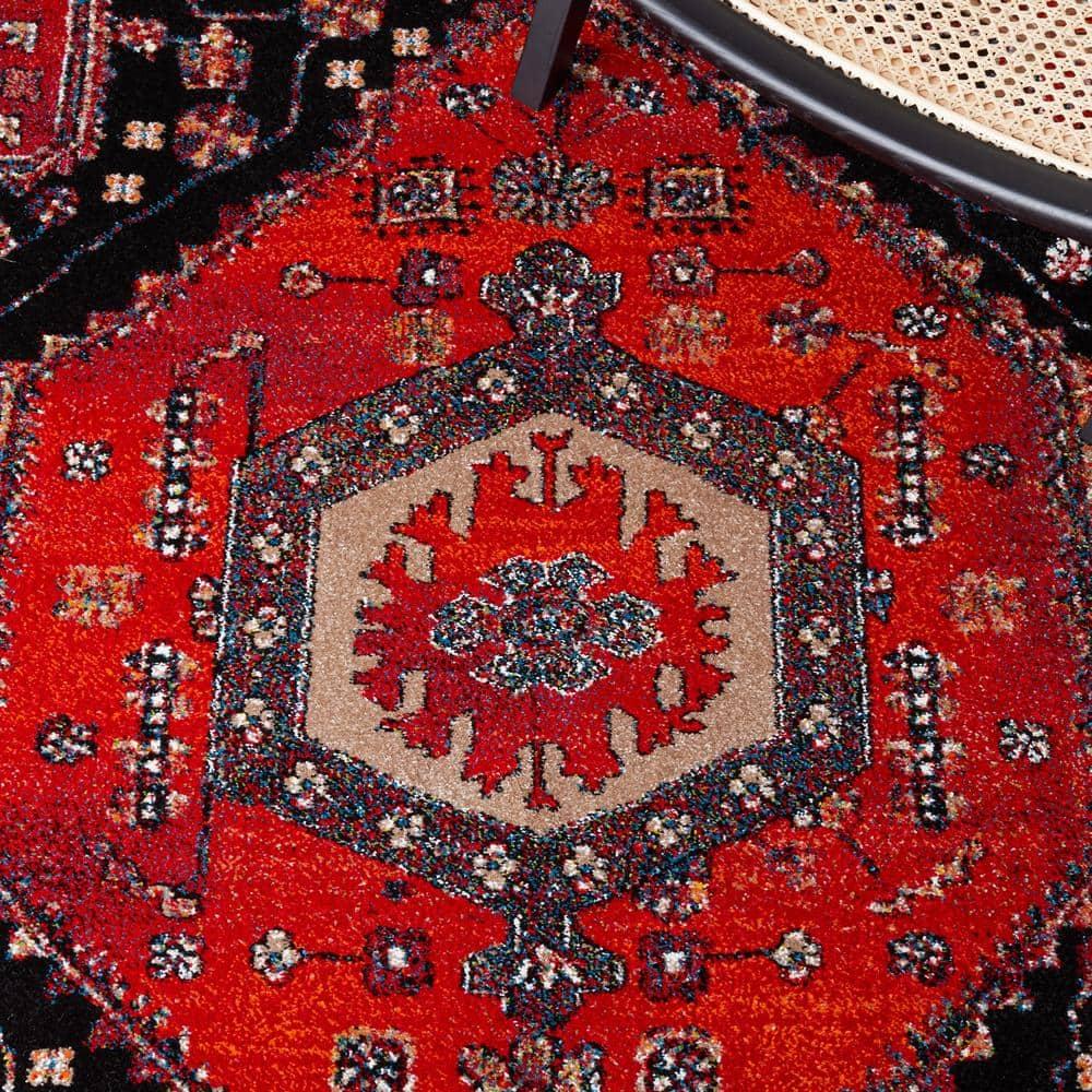 Vintage Hamadan VTH204 Power Loomed Area Rug - Red/Black - 6'7"x6'7" - Safavieh.