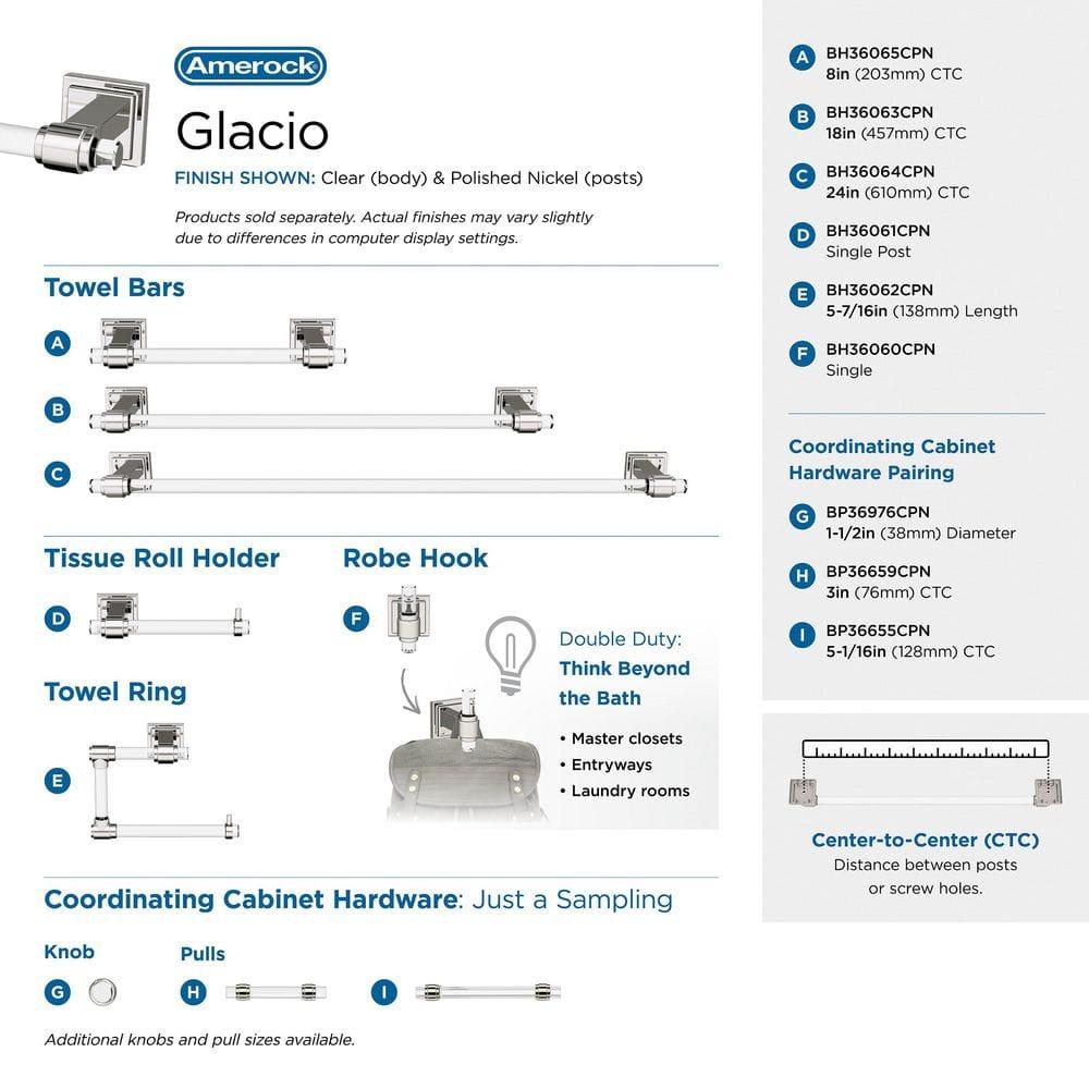 Glacio Clear/Polished Nickel Open Towel Ring