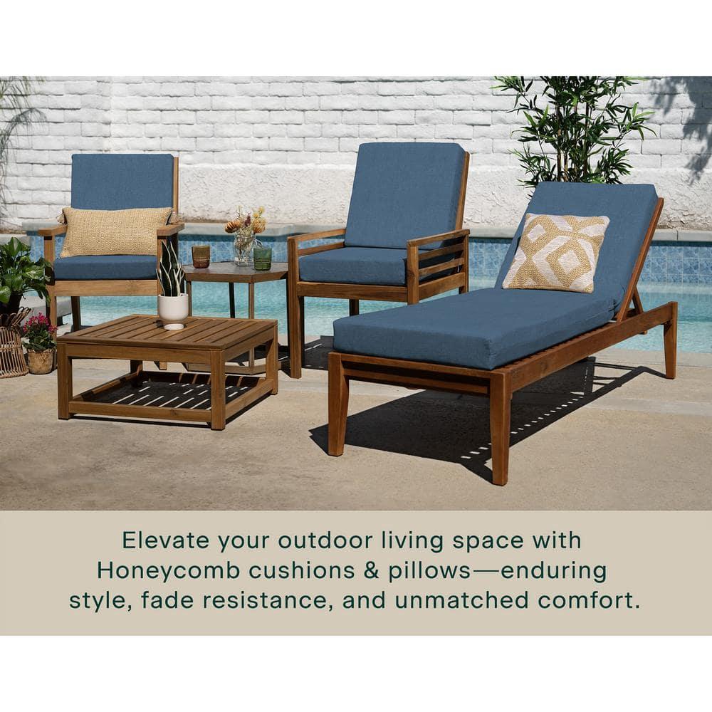 Honeycomb Outdoor Highback Dining Chair Cushion - Textured Solid Pacific Blue