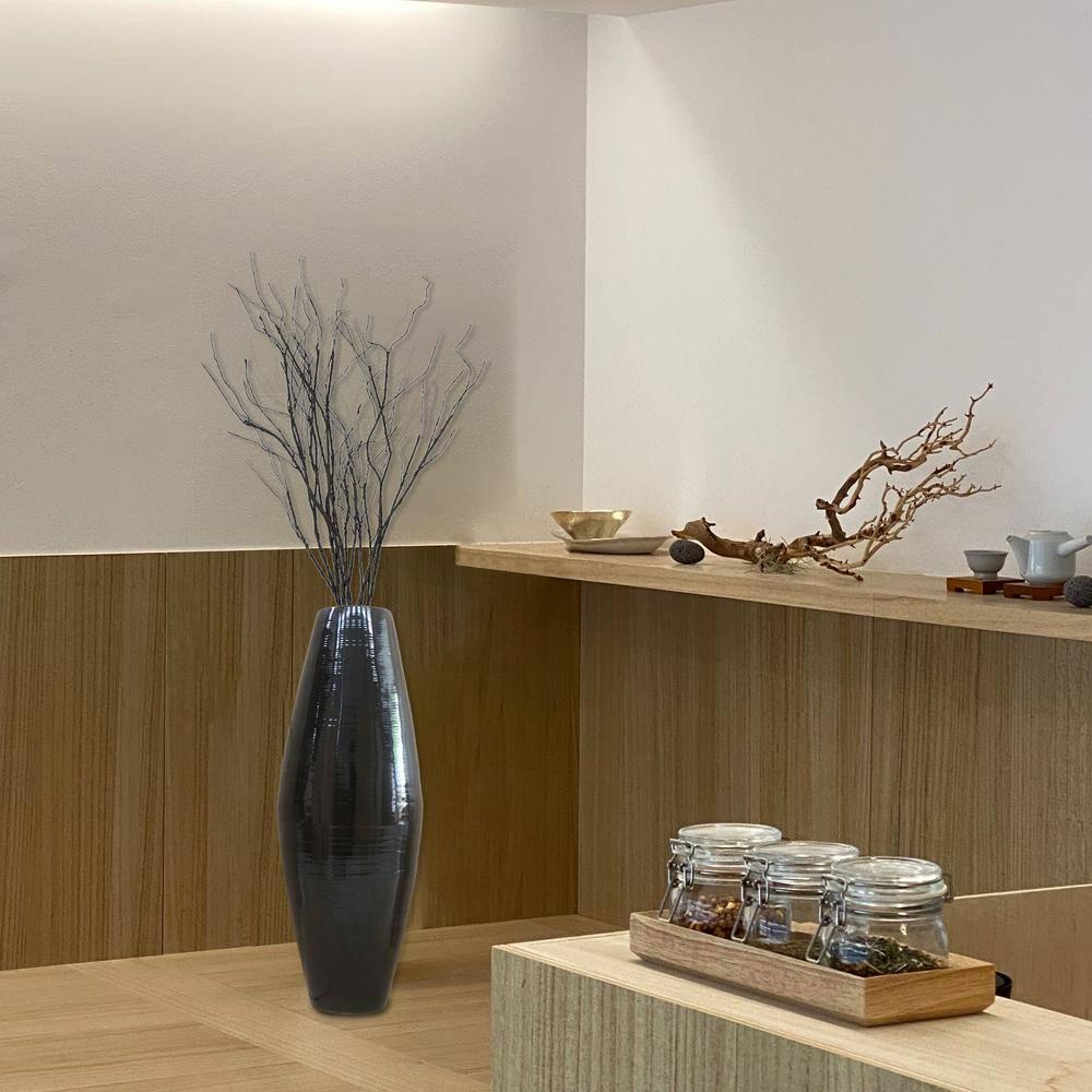 Uniquewise Tall Bamboo Floor Vase Cylinder, for Dining, Living Room, Entryway Decoration, 37 Inch Black