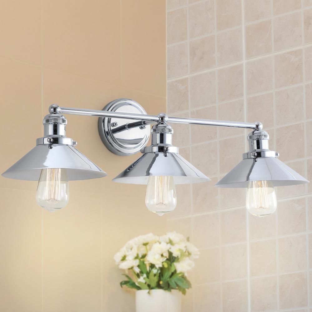 June 26.5 in. 3-Light Metal Chrome Vanity Light