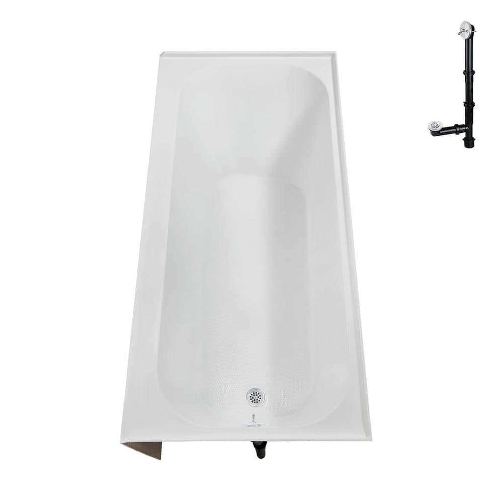 Streamline 60 in. x 30 in. Acrylic Right-Hand Drain Alcove Bathtub in Glossy White With External Drain