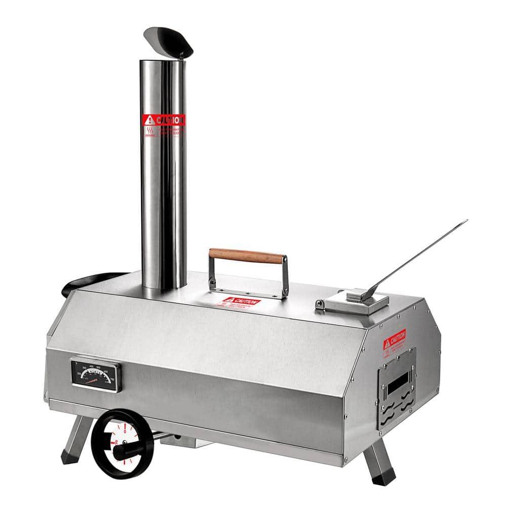 Enyopro 12" Semi-Automatic Outdoor Pizza Oven, Portable Wood-Fired Pizza Maker with Manual Rotating Turntable, Temperature Gauge for Stone-Baked Pizzas, Steak, Bread, Garden & Outdoor Use
