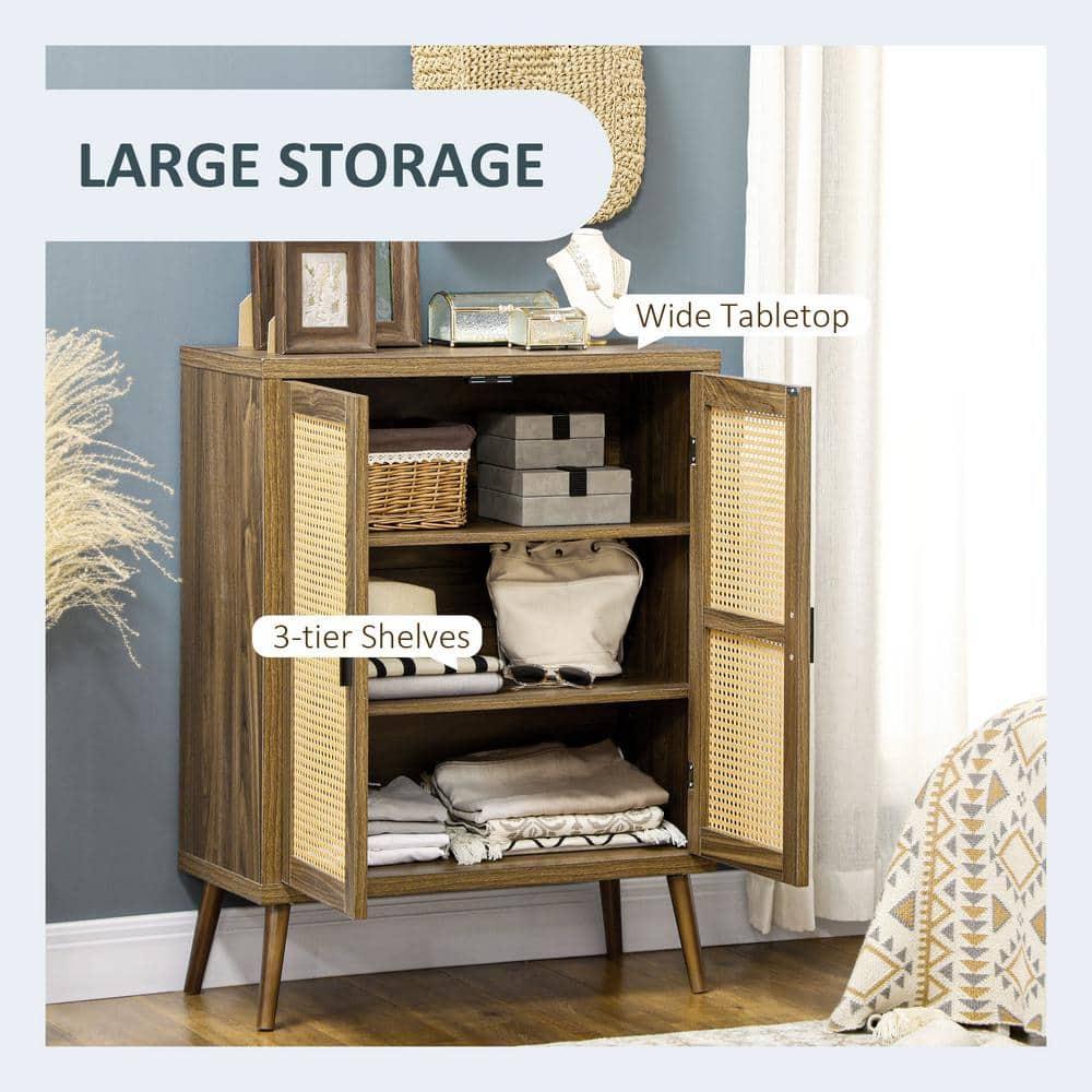 Bayou Breeze HOMCOM Sideboard Buffet Cabinet With Rattan Doors, Brown