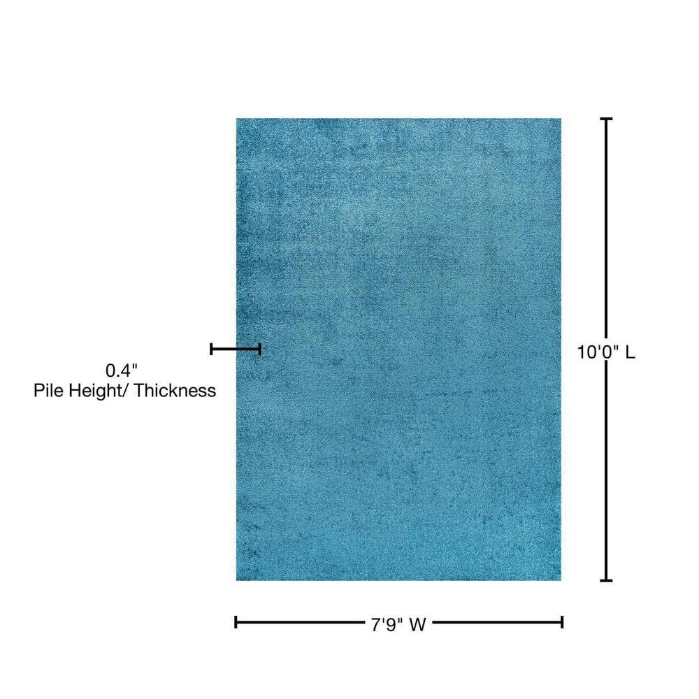 8'x10' Haze Solid Low-Pile Area Rug, Turquoise - JONATHAN Y