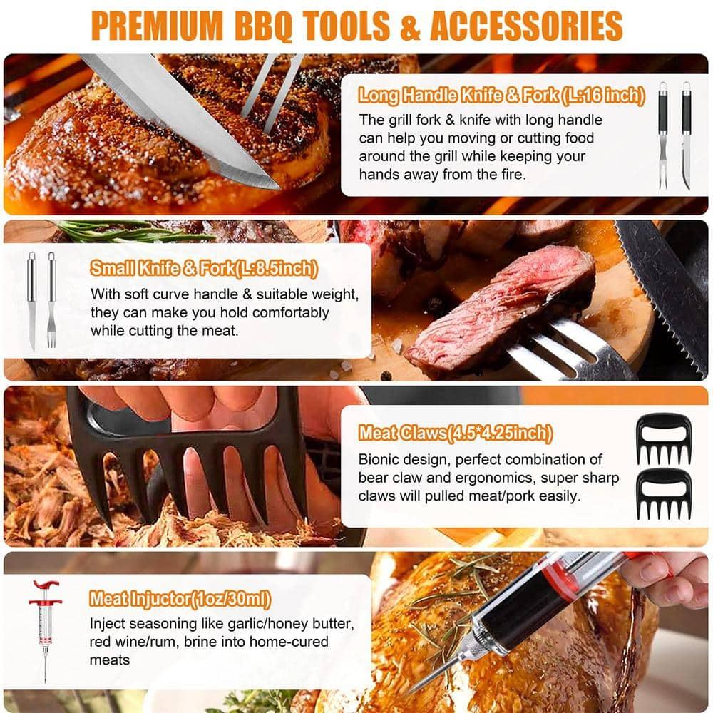 BBQ Grill Accessories Set, 38Pcs Stainless Steel Grill Tools Grilling Accessories with Aluminum Case, Thermometer, Grill Mats for Camping/Backyard Barbecue, Grill Utensils Set for Men Women