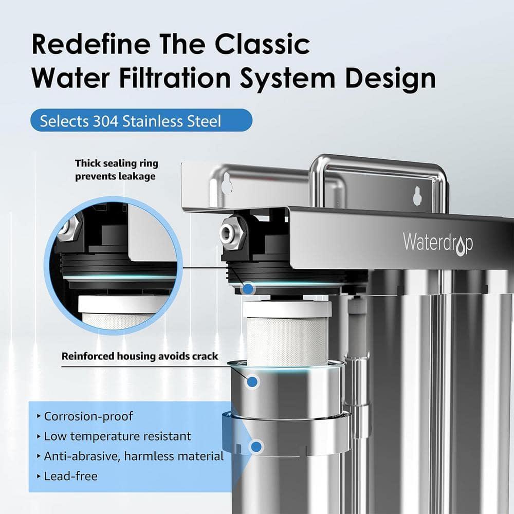 Waterdrop TST-UF Ultra-Filtration Under Sink Water Filter, Stainless Steel, 5X Service Life, Extra P1 Replacement Filter
