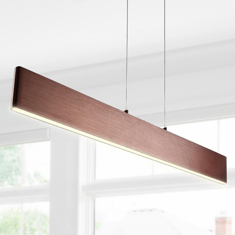 Draper 40" Dimmable Adjustable Integrated LED Metal Linear Pendant, Anodized Bronze