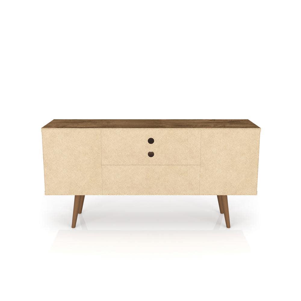 Liberty 53.14" Mid-Century Modern TV Stand with 5 Shelves and 1 Door  with Solid Wood Legs