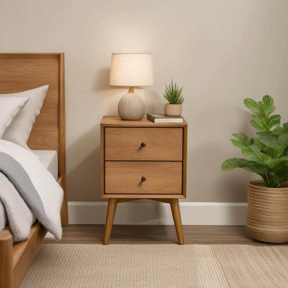 Alpine Furniture Flynn Nightstand, 18" W x 15" D x 26" H, Acorn