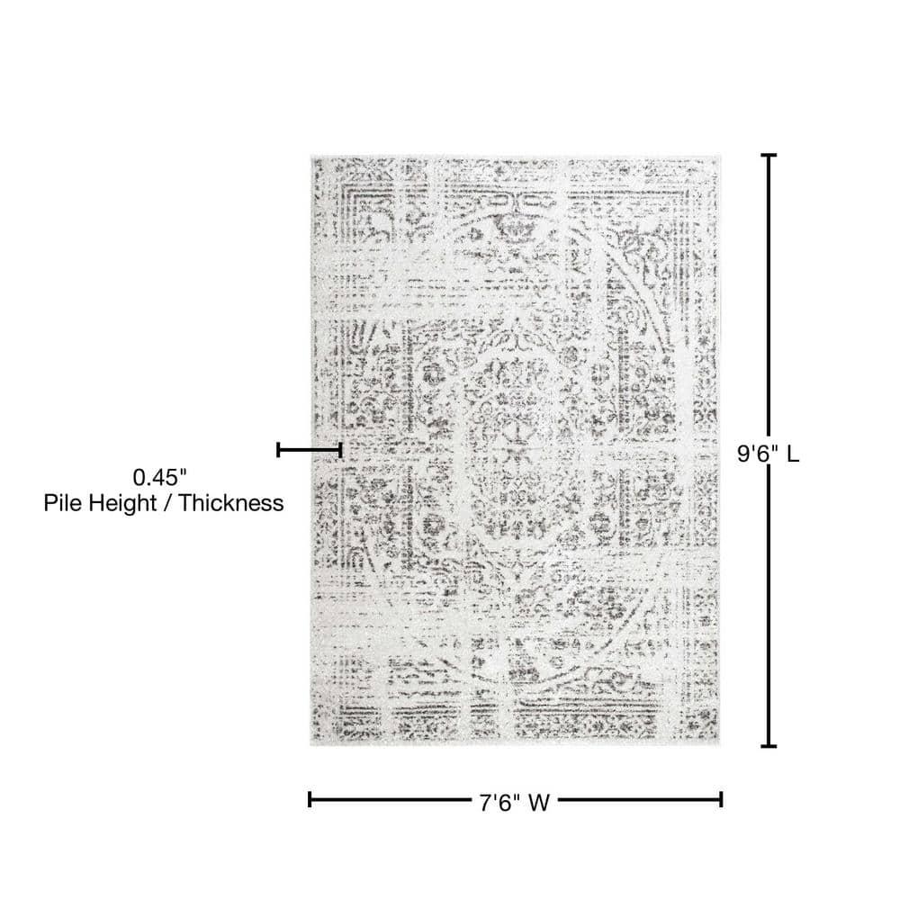 Nuloom Arlena Medallion 8x10 Indoor Area Rug for Living Room Bedroom Dining Room Kitchen, Grey/Ivory
