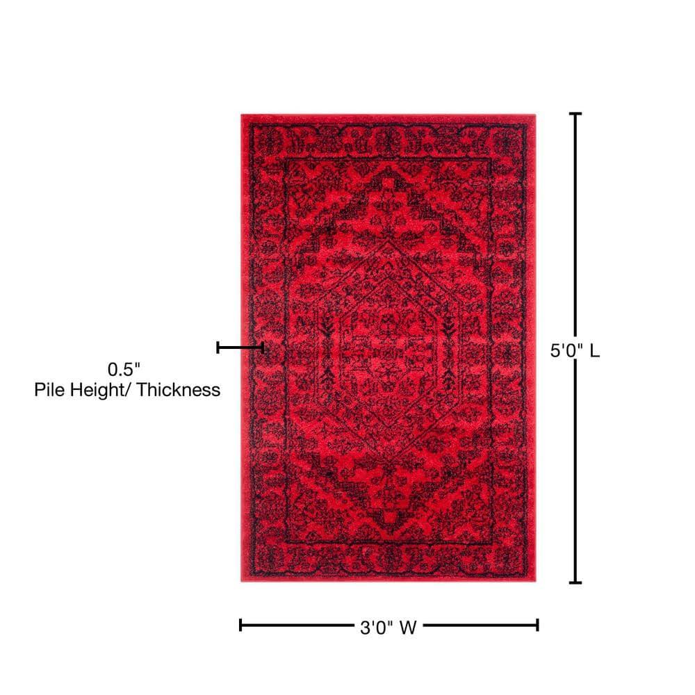 Adirondack ADR108 Machine Made Indoor Accent Rug - Red/Black - 3'x5' - Safavieh