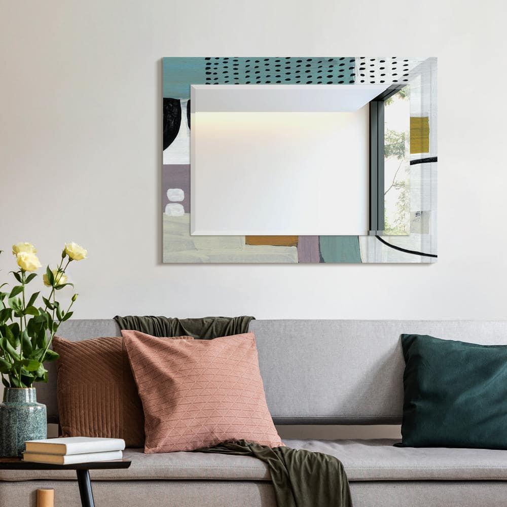 Empire Art Direct TAM-140604-4030 'Introductions'Rectangular Beveled Mirror on Free Floating Printed Tempered Art Glass