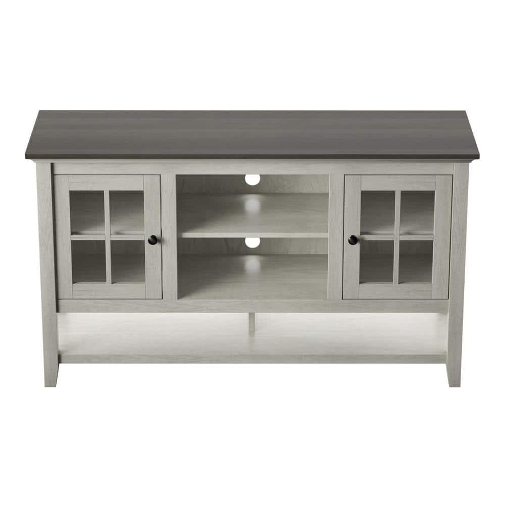 Twin Star Home TV Stand for TVs up to 60" with Windowpane Cabinet Doors