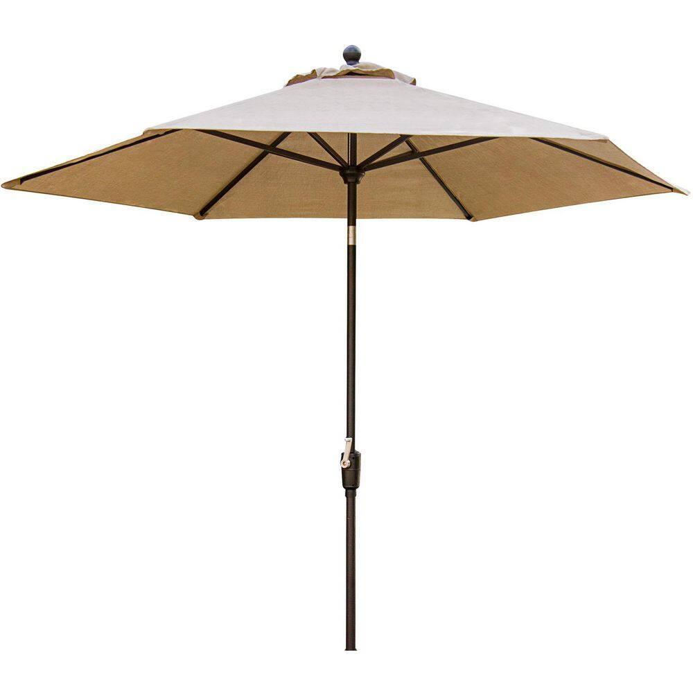 Hanover Traditions 5 Pcs Aluminum Outdoor Dining Set Seats 4 with Umbrella, Tan