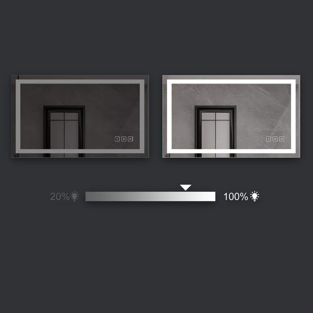 40 in. W x 24 in. H Rectangular Frameless Anti-Fog LED Light Wall Mount Bathroom Vanity Mirror in Tempered Glass