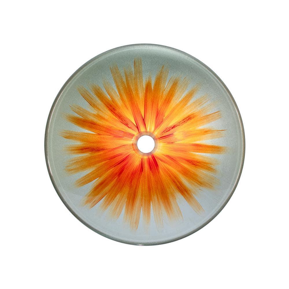Eden Bath 18'' Orange Tempered Glass Circular Bathroom Sink