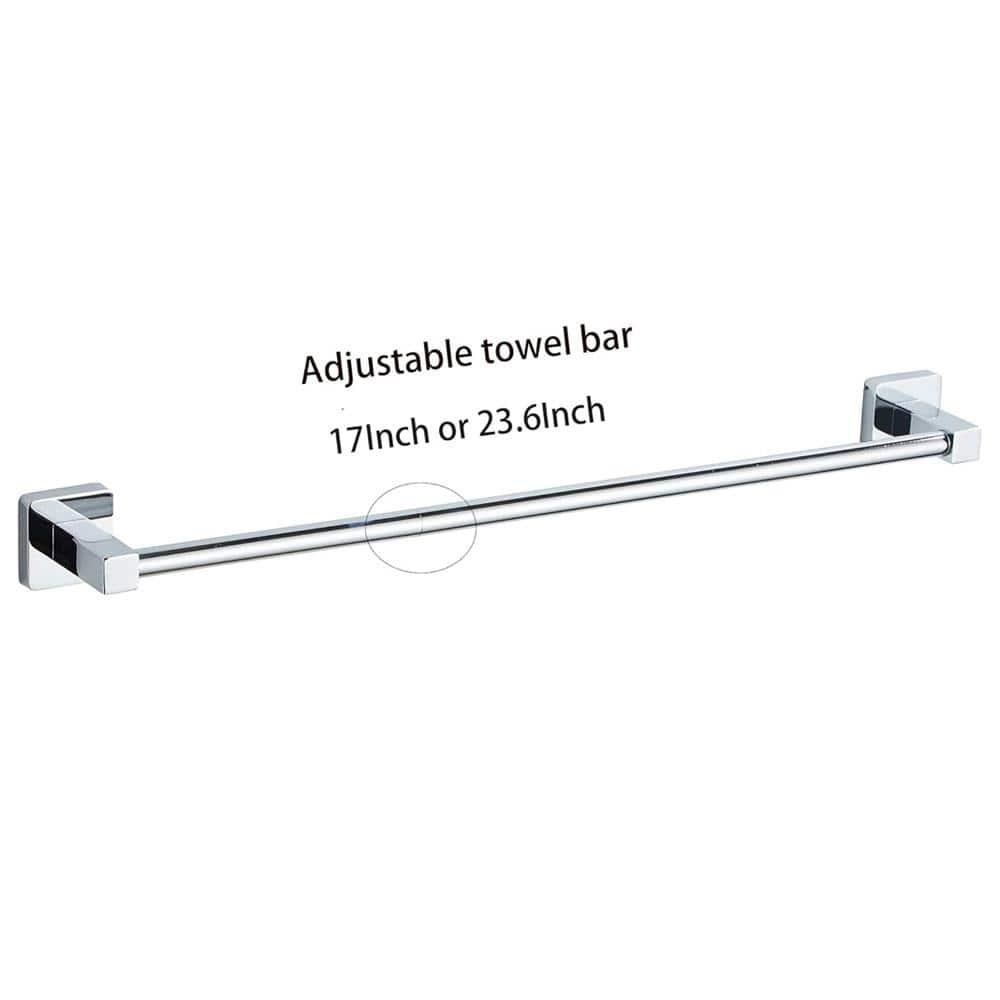 Chrome Bathroom Hardware Set 4 Pieces,Bathroom Accessories Set Stainless Steel Wall Mounted, Hand Towel Bar, Towel Ring, Robe Towel Hooks,Toilet Paper Holder,Towel Bar Set, 23.6 Inch