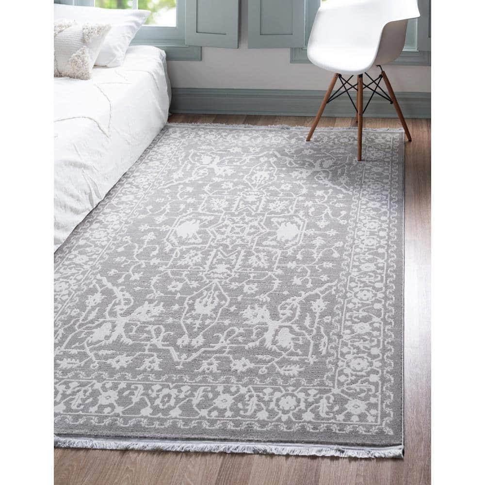 Unique Loom New Classical Collection Area Rug - Olympia (3' 3" x 5' 3" Rectangle Light Gray/Ivory)