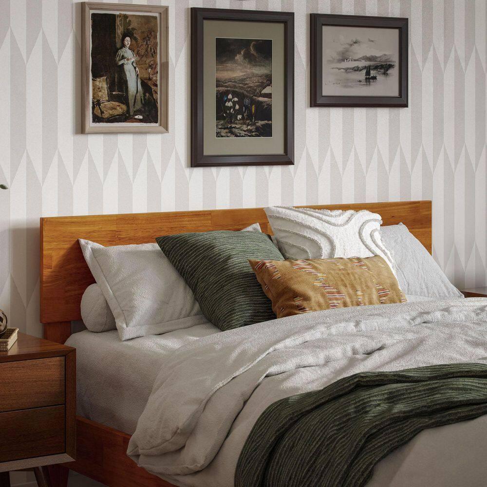 AFI Aria Full Modern Solid Wood Low Profile Platform Bed, Light Toffee