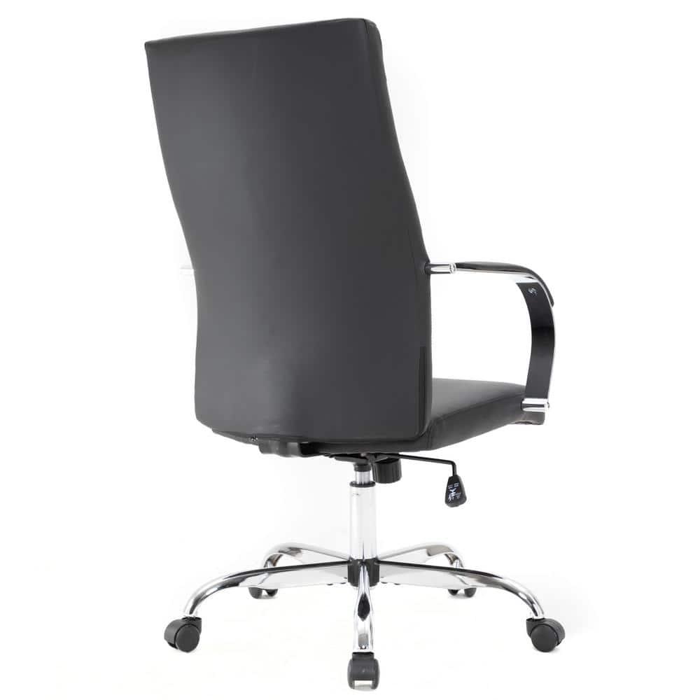 LeisureMod Sonora High-Back Leather Office Chair with Adjustable Height, Swivel, and Tilt in Black