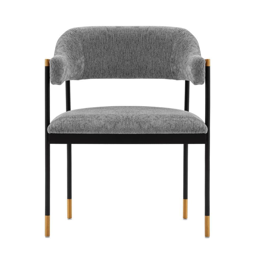 Lia Modern Boucle Upholstered Dining Armchair Gray - Manhattan Comfort: Brushed Gold Accents, No Assembly Required