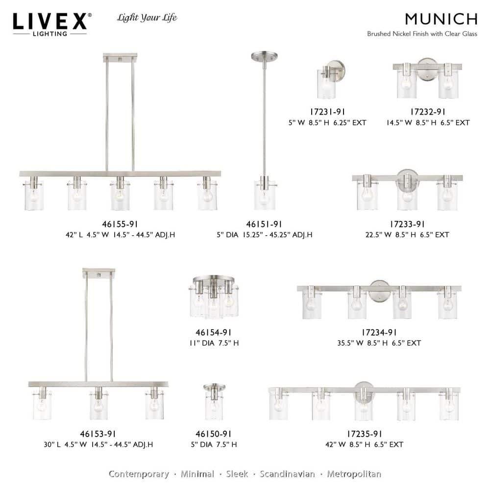 Livex Lighting Munich 3 - Light Chandelier in  Brushed Nickel