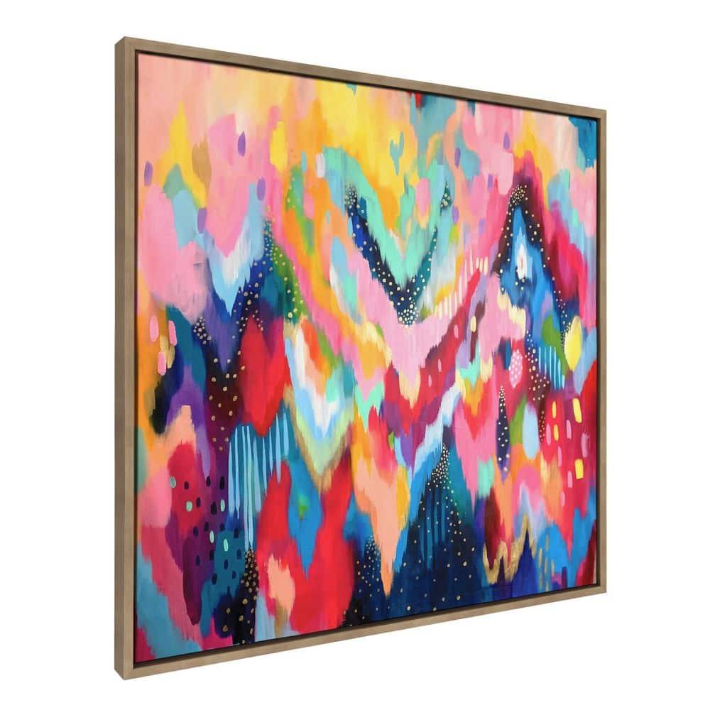 30" x 30" Sylvie EV Brushstroke 100 Framed Canvas Gold - Kate & Laurel All Things Decor: Modern Wall Canvases for Living Room