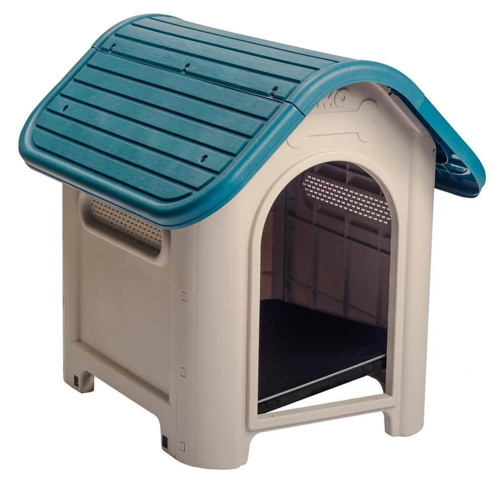 MQ Dog House with Bowl with Removable Floor and Hardware Included, Turquoise, Small and Medium Breeds