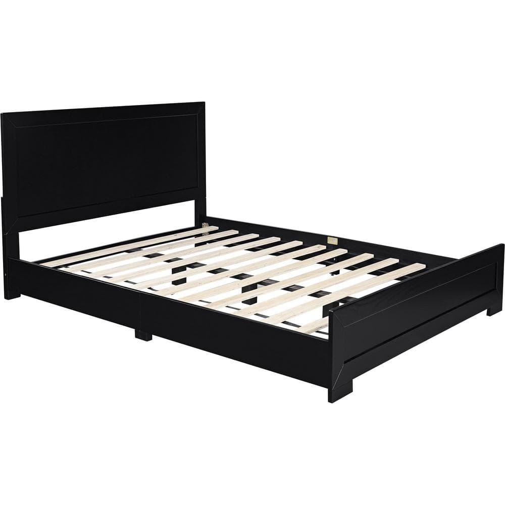 Camden Isle Trent Platform Bed | Paneled Headboard and Footboard | Full, Black