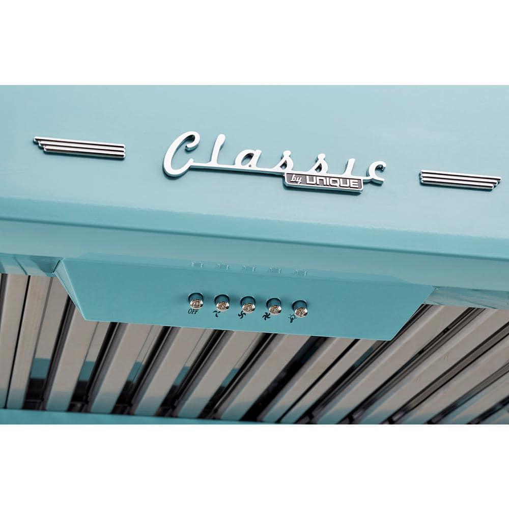 Classic Retro 24" 500 CFM Ducted Under Cabinet Range Hood with Stainless Steel Baffles and Light