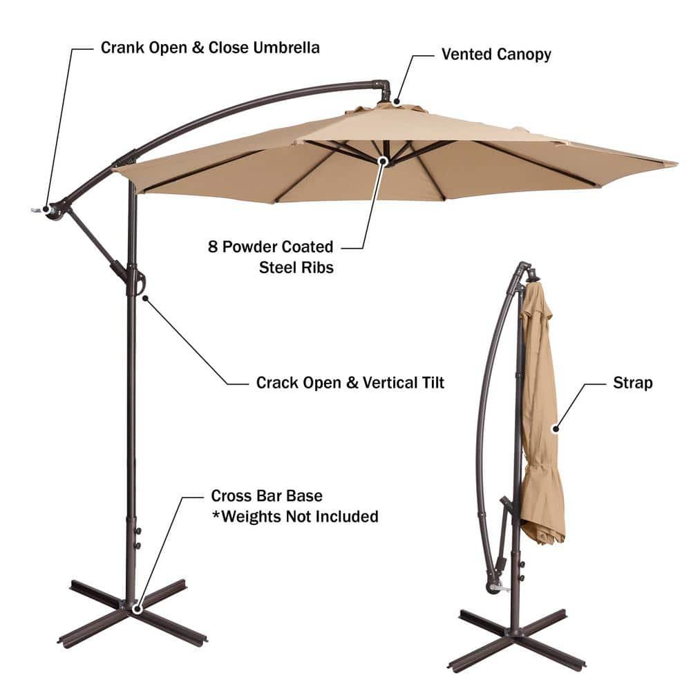 10ft Nude Steel Octagon Cantilever Side Post Umbrella