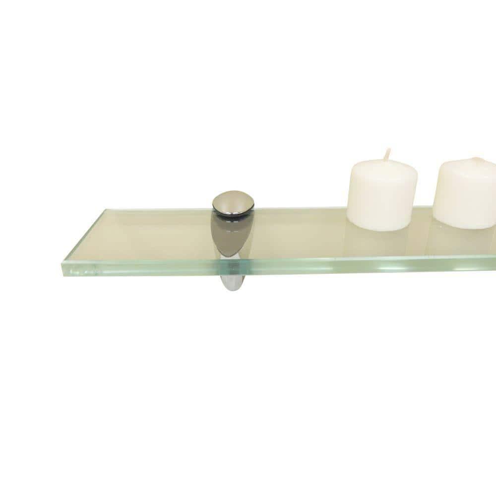 InPlace Glass Bracketed Wall Shelf, Clear Glass Floating Shelf, 18" W x 3" D x 2" H