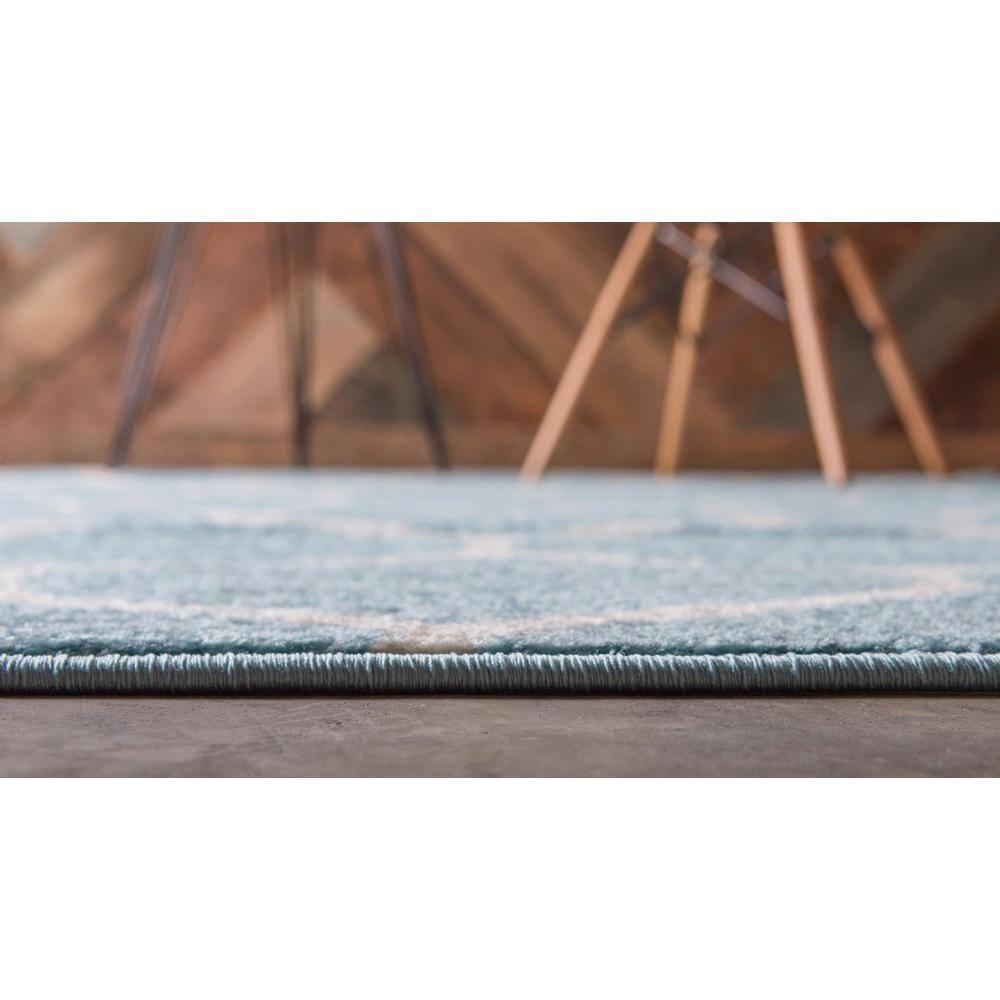 Unique Loom Trellis Frieze Collection Area Rug - Rounded (8' x 11' Rectangle Light Blue/Ivory)