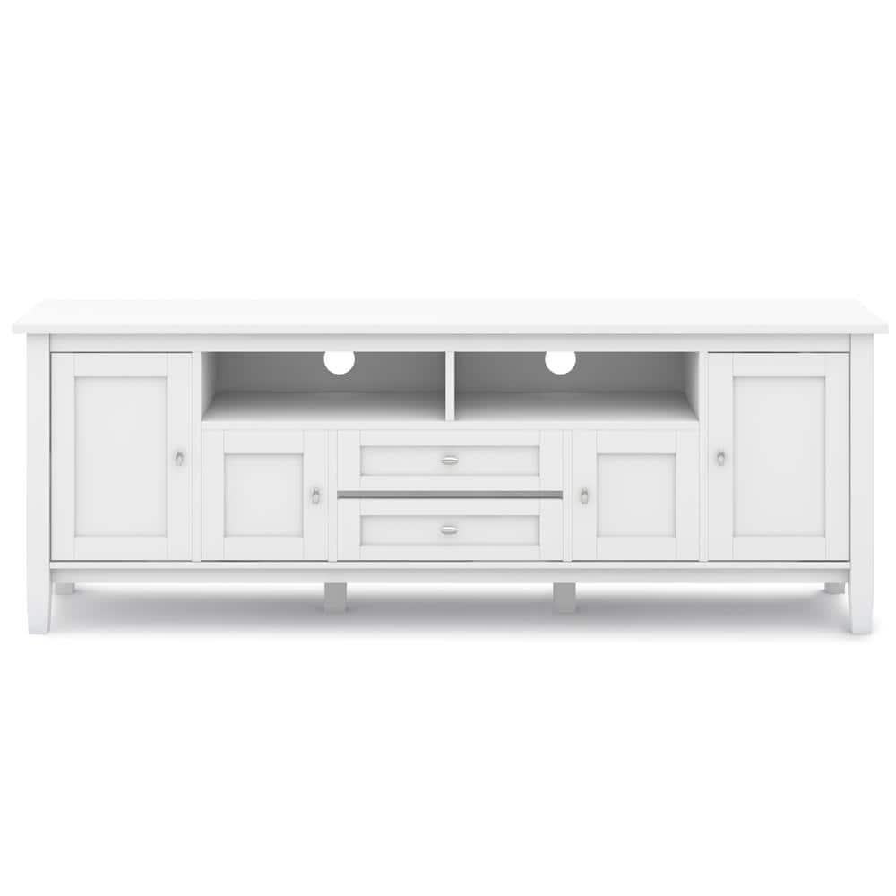 Simpli Home Warm Shaker 72"W Solid Wood TV Stand for TVs up to 80" with 4 Storage Cabinets and 2 Drawers
